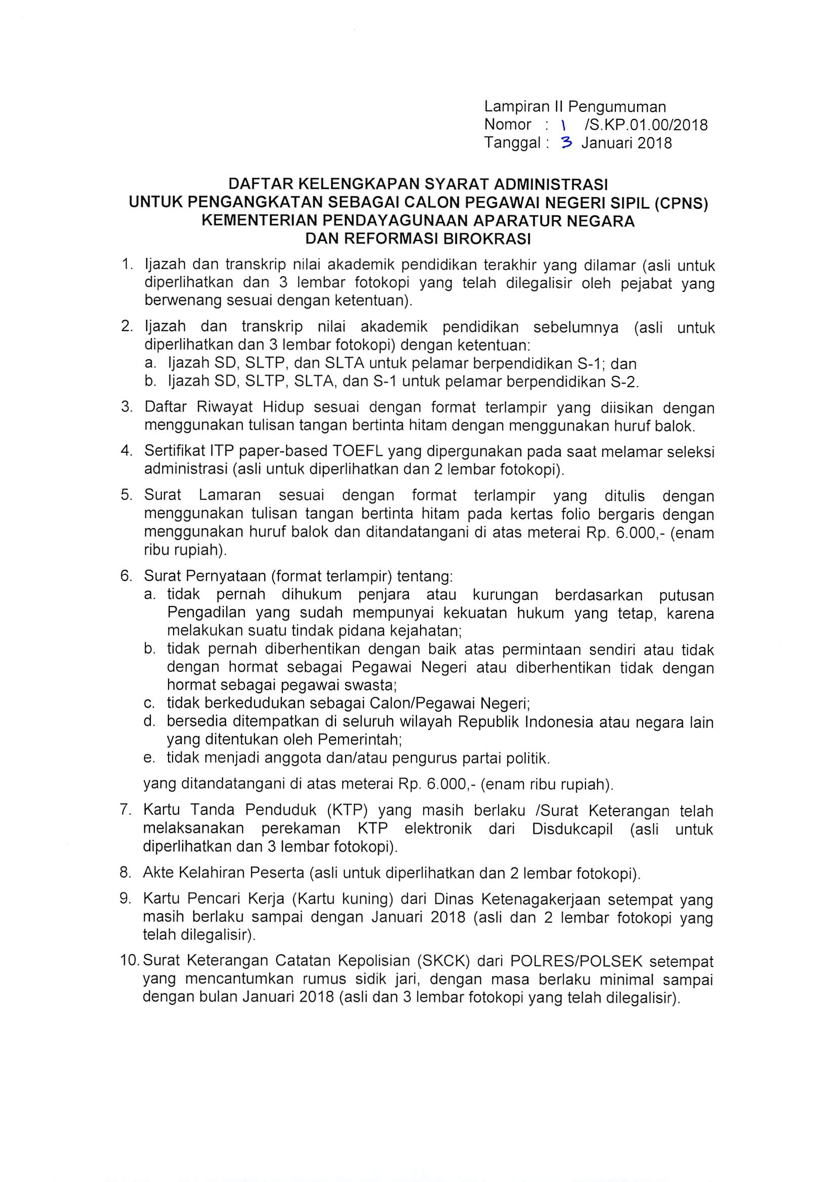 20180105 Pengumuman Pengganti CPNS Kementerian PANRB Page 3