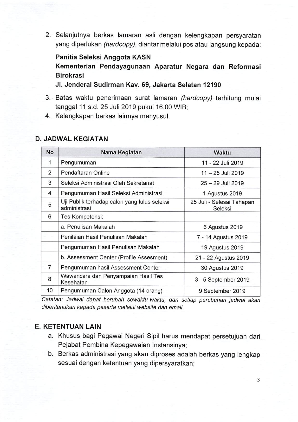 20190711 Pengumuman Seleksi Terbuka CAKASN 2019 2024 Page 3