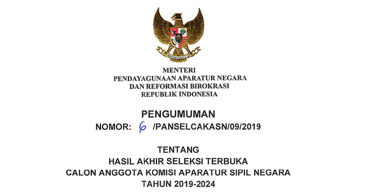 20190909 Hasil Akhir Seleksi Calon Anggota KASN