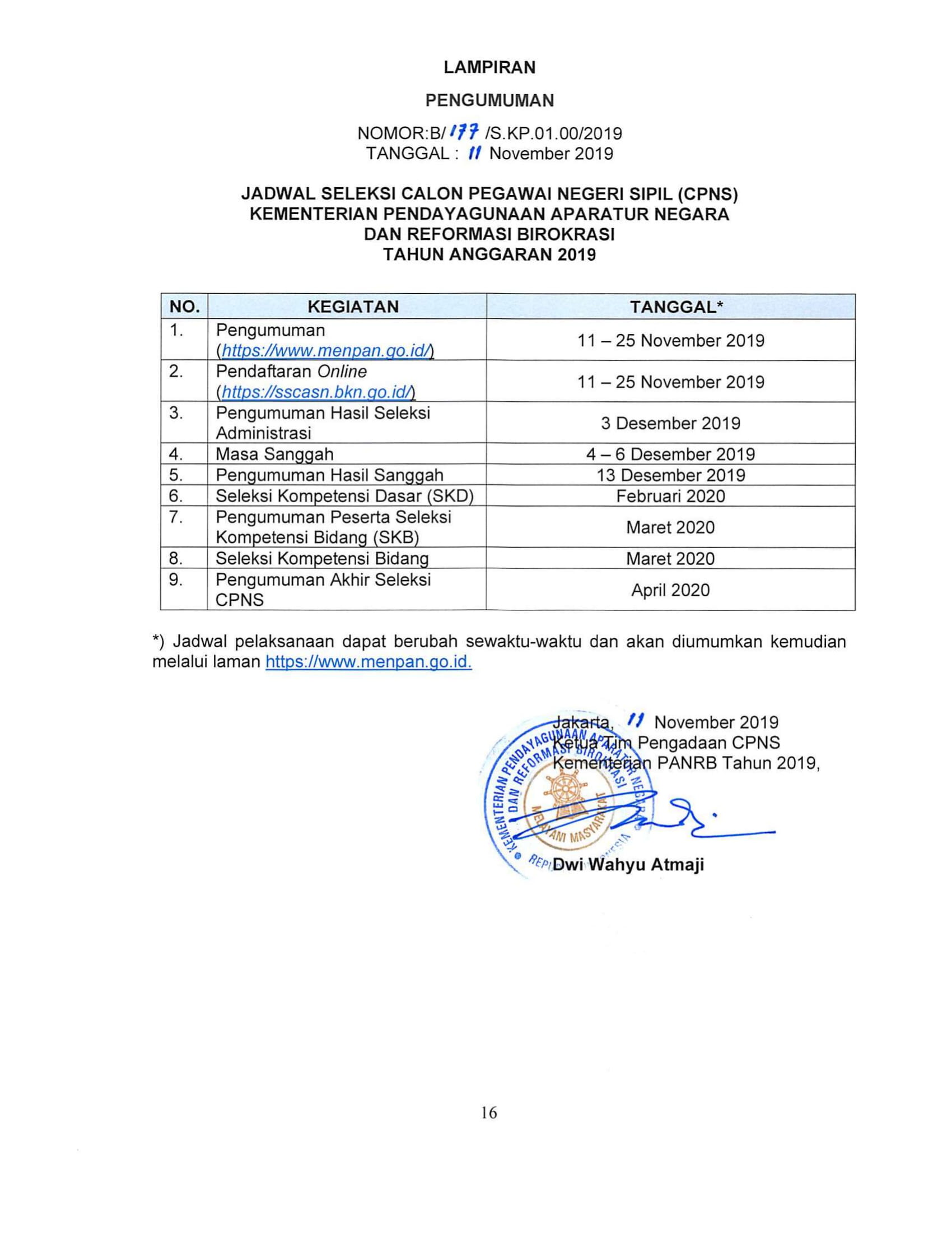 20191111 Pengumuman Pengadaan CPNS Kementerian PANRB 2019 16