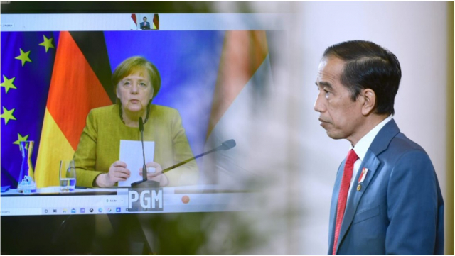 20210414 Presiden Jokowi dan Kanselir Angela Merkel Lakukan Pertemuan Bilateral secara Virtual