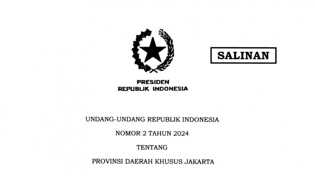 20240502 Pemerintah Sahkan Undang Undang Daerah Khusus Jakarta