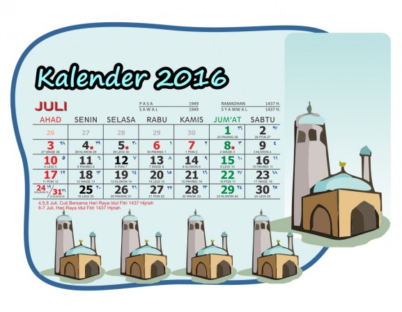 kalender juli 2016